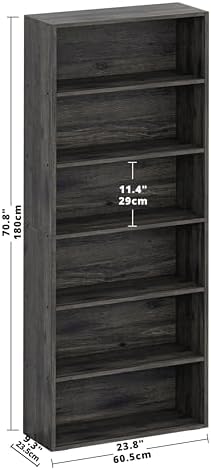 IRONCK Bookshelves and Bookcases Floor Standing 6 Tiers Display Storage Shelves 70 in Tall Bookcase Home Decor Furniture for Home Office, Living Room, Bed Room - Image 3