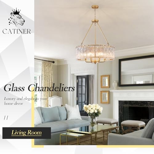 CATINER Modern 24.4" Crystal Glass Chandelier 8-Light Gold Chandeliers - Image 5