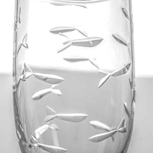 Rolf Glass School of Fish 8oz Champagne Flute Glass | Toasting Flute Glasses | Lead-Free Glass | Etched Flute Glasses | Proudly Made in the USA (Set of 2) - Image 3
