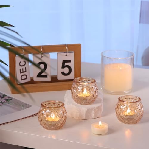 DARJEN 48 Pcs Gold Votive Candle Holders Round Glss Candle Holders Bulk - Image 2