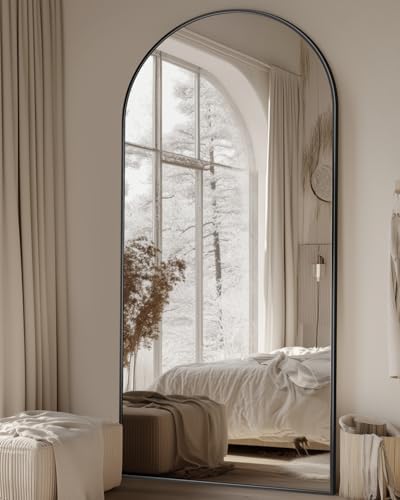 Suidia 71"x27" Arched Full Length Mirror with Stand, Black Floor Mirror by SuidiaMirror