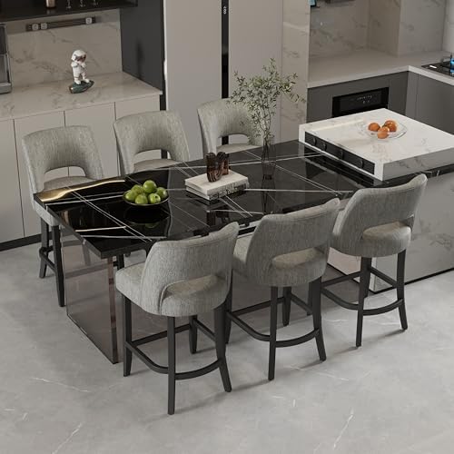 VKNOW Bar Stools Set of 6, 26" Upholstered Counter Height Bar Stools - Image 3