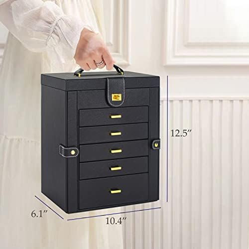 AKOZLIN 6-Tier Jewelry Box Organizer 5 Drawers Storage Black Large - Image 5