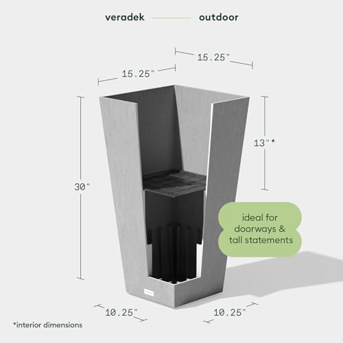 Veradek Pure Series Taper Planter & Drip Tray - Tapered Planter with Shelf - Image 2