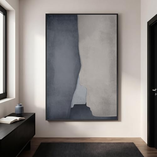 Extra Large Framed Blue Abstract Wall Art for Living Room, Vertical 40x60 by Cuspin
