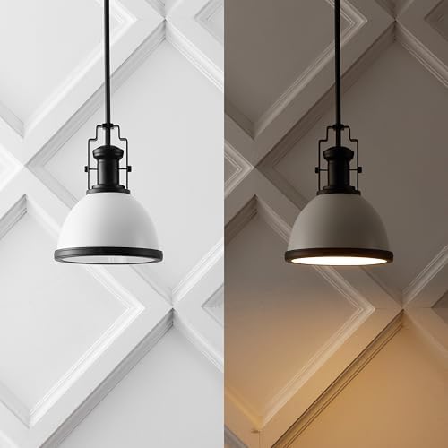 JONATHAN Y Homer Industrial Dome Pendant 10", White/Matte Black - Image 6