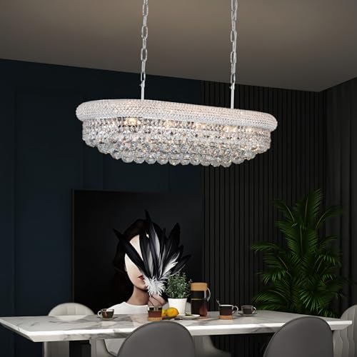 Chrome Crystal Chandeliers for Dining Room，9-Lights L31 Inch - Image 2