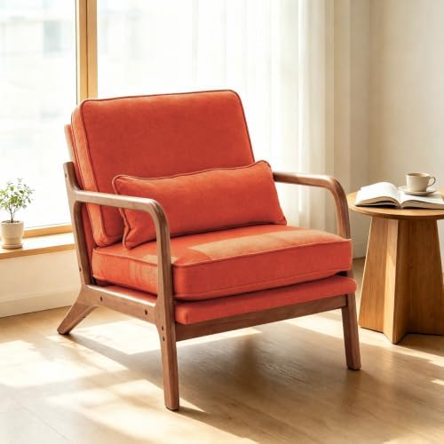 Karl home Mid-Century Modern Accent Reading Chair, Burnt Orange by Karlhome
