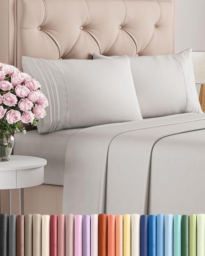 King Size 4 Piece Sheet Set - Breathable & Cooling Sheets - French Grey by CGKUnlimited