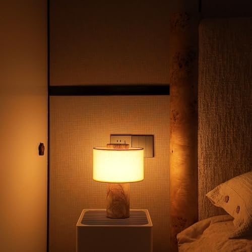 BSOD Pink Shell Marble Lamp Stone Lamps - Fossil Marble Table Bedside Cordless Luxury Cute Design Bedside Lamp for Home Decor, Bedroom, Living Room & Gifts (Rechargeable Pink Lumachella Lamp) - Image 4
