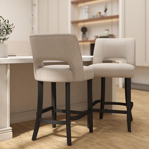 VKNOW Bar Stools Set of 2, 26" Upholstered Counter Height Bar Stools - Image 3