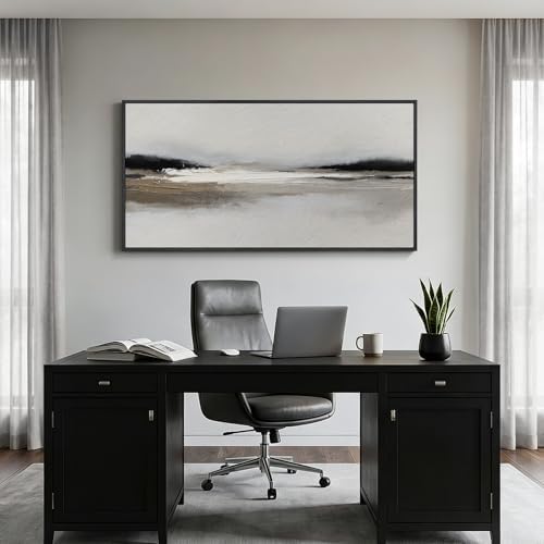 Large Framed Black and White Abstract Wall Art for Living Room, 30x60 In - Image 4