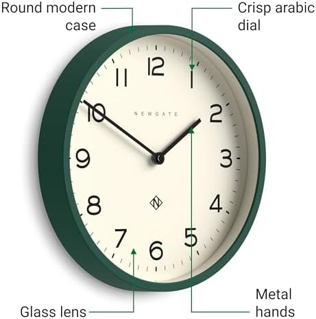 NEWGATE® Number Four Echo wall Clock | Modern Round Clock | 12" | Eden Green | Easy to Read Numbers | Ideal for Kitchen, Living Room or Office - Image 5