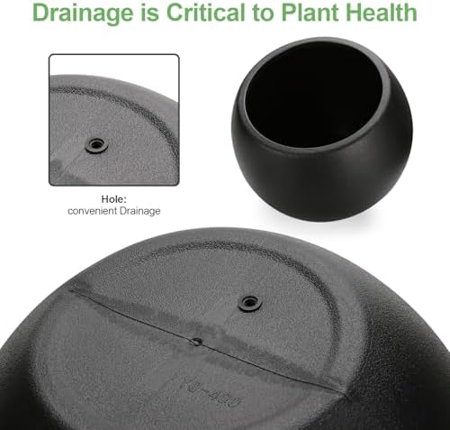 Large Round Planter,Planters for Indoor Plants & Outdoor,Durable Plastic Material Sphere Planter with Drainage Hole & Rubber Plug Weather Resistant,Plant Pot - Image 3