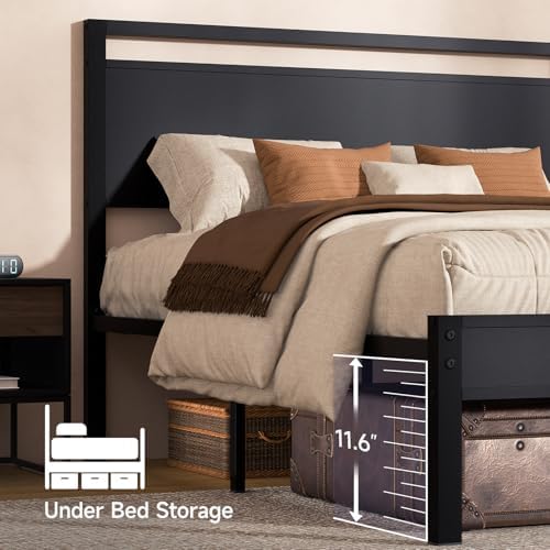 Z-hom Queen Bed Frame with Wooden Headboard & Footboard,Metal Platform Bed - Image 5