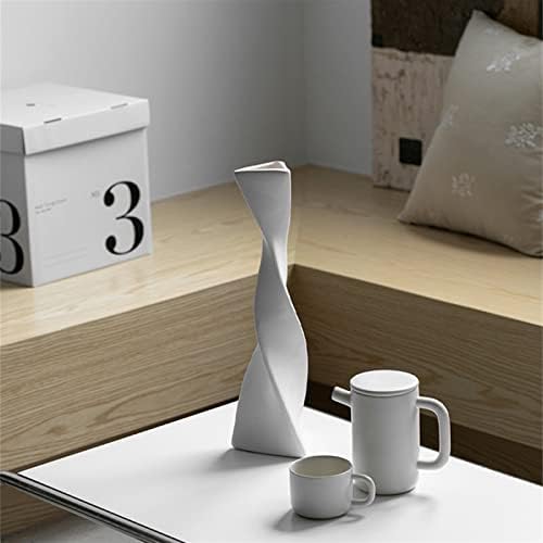 Decorative Vase Floor Vase Decoration Tall Ceramic Vase Modern Home Decors Twisted High Flower Vase for Shelf Home Decor Living Room Ceramic Vase Glass Vase Hydroponic Flower Vase ( Color : Type C Whi - Image 6