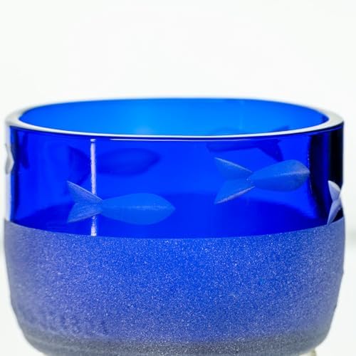 Rolf Glass School of Fish Twice Around Blue Pitcher and Mini Sipper | 13oz Recycled Glass Pitcher & 2” Mini Sipper | Tequila Tasting | Made From Recycled Bottles | Engraved in USA | 2pc + Gift Box Set - Image 4