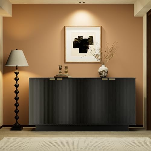 63" Fluted Sideboard Buffet with 4 Doors - Image 4