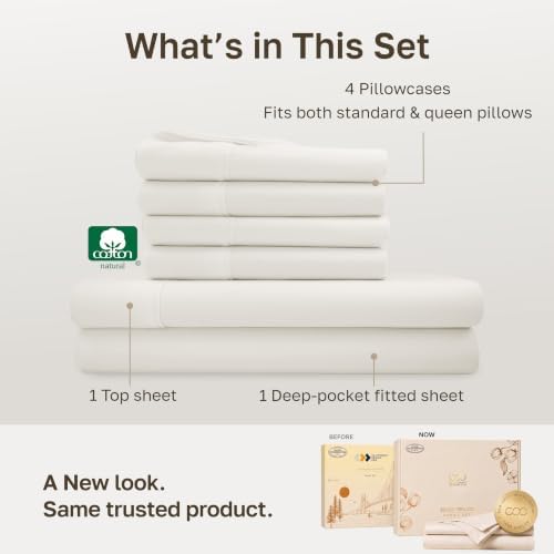 California Design Den 100% Cotton Sateen Hotel Sheets Queen Set, Ivory - Image 3