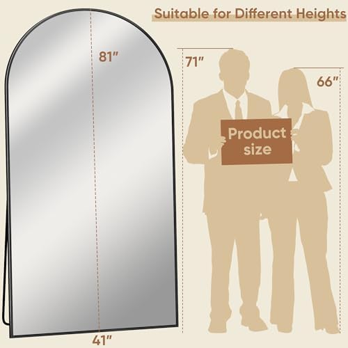 81"x41" Arched Full Length Mirror, Large Floor Mirror, Black - Image 4