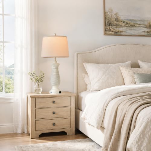 28.5” Table Lamps for Living Room, Set of 2, USB A+C Ports, Biege - Image 5