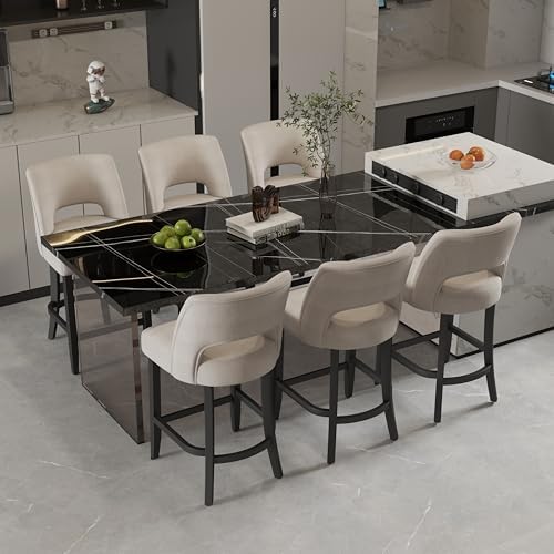 VKNOW Bar Stools Set of 6, 26" Upholstered Counter Height Bar Stools by VKNOW