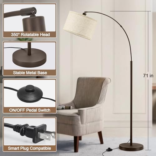 Luvkczc 71" Arc Floor Lamp for Living Room, with Adjustable Lamp Head - Image 3