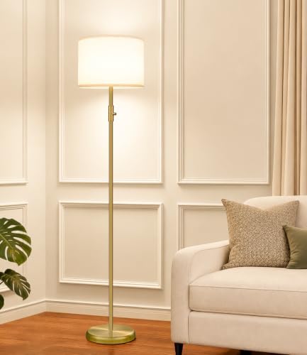 Floor Lamp Simple Design with Shade, Small Tall Lamps for Living Room Bedroom Office Dining Room Kitchen-Brass by Yemela