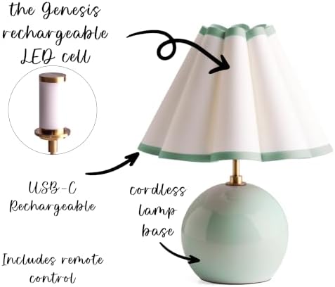 Pooky Lighting Cecily Rechargeable Ceramic Table Lamp 15" - Cordless Lamp - Image 3