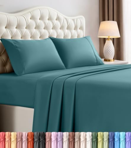 California King Sheets Set, 4 Pieces 16" Deep Pocket Bed Sheets, Denim Blue by UTOPIABEDDING