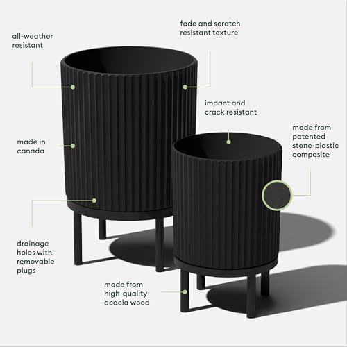 Veradek Demi Series Raised Duo Planters - Set of 2 Planters with Stands - Image 2