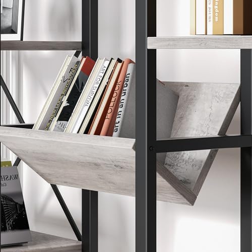 Shintenchi Bookcases 71.6”Triple 4 Tier Bookshelf with 11 Open Display Shelves, Wide Book Shelf Book Case,Large Etagere Bookshelf Open Record Player Shelves for Home & Office,Light Grey - Image 6