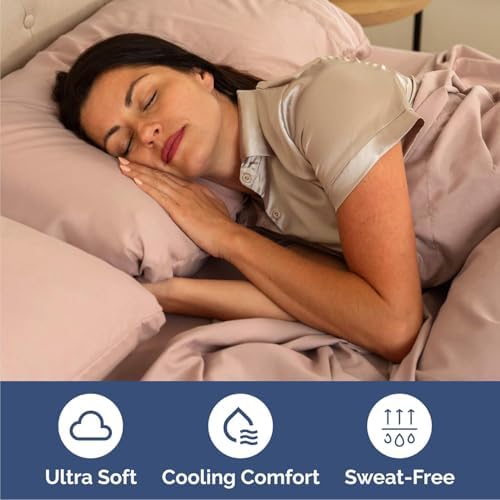 Cal King Size 4 Piece Sheet Set - Comfy Breathable & Cooling Sheets - Mauve - Image 4