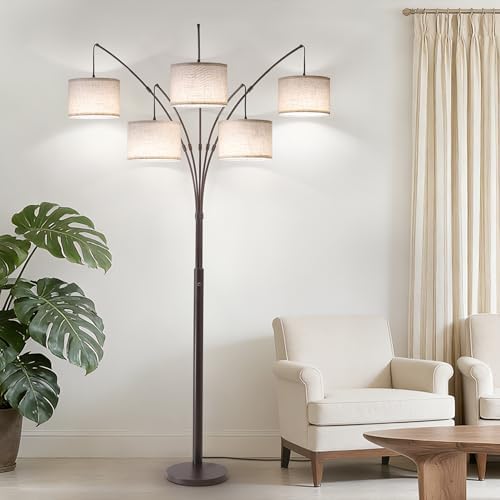 Dimmable Floor Lamp - Arc Floor Lamps for Living Room, 4000LM Super Bright Modern Tall Standing Lamp with Black Shades & Heavy Base, Mid Century Tree Floor Lamp for Bedroom Office - Image 2