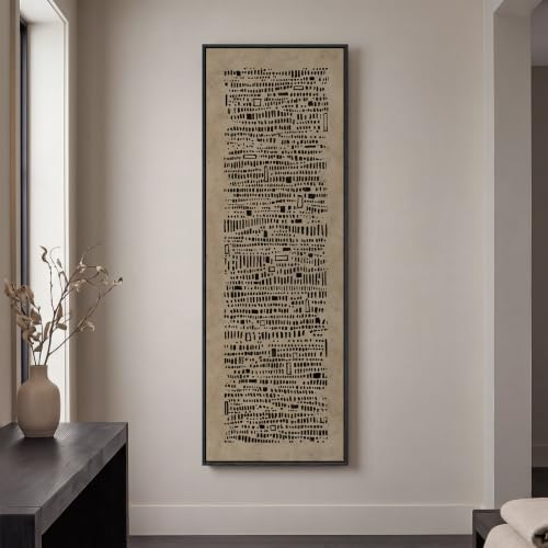 Large Framed Wabi Sabi Abstract Wall Art, Long Narrow Vertical 20x60 In by Cuspin