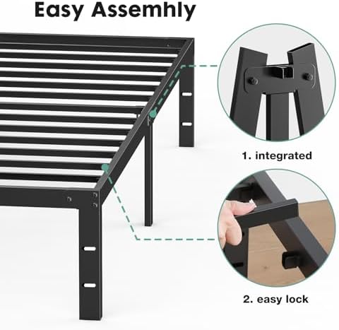 Sweetcrispy Full Bed Frame - 14 Inch Metal Platform Bed Frames for Full Size with Storage Space Under Frame, Sturdy Steel Slat Support, No Box Spring Needed - Image 4