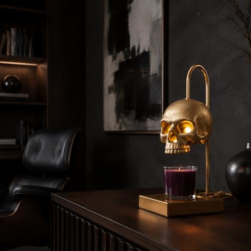Nomnu Skull Candle Warmer Lamp with Timer and Dimmer, Golden Gothic Decor - Image 4