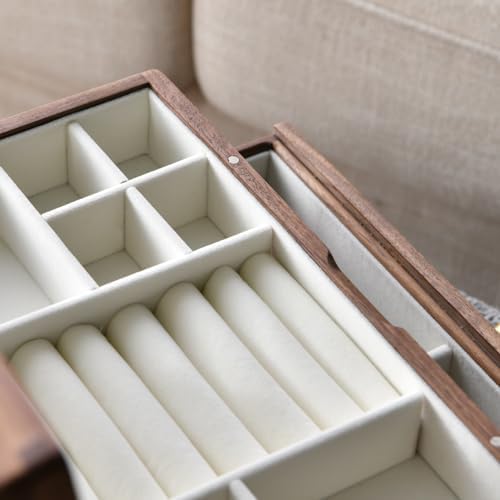 Beexchange Black Walnut Wooden Jewelry Box - Allwood, Handcrafted, Classic Jewelry Box. Jewelry boxes & organizers for Women, Men, and Girls.(Triple-Layer) - Image 5