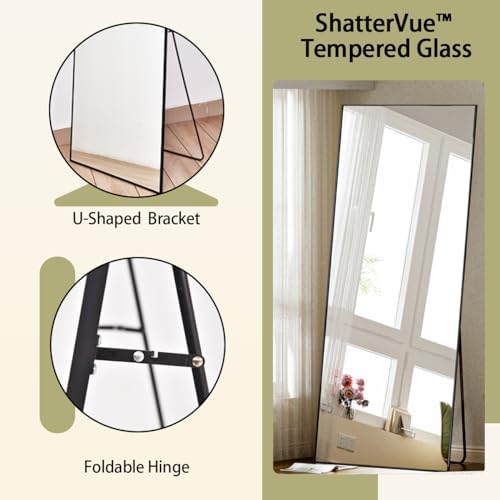 BEAUTYPEAK Full Length Mirror with Stand, 56"x21" Floor Mirror - Image 4