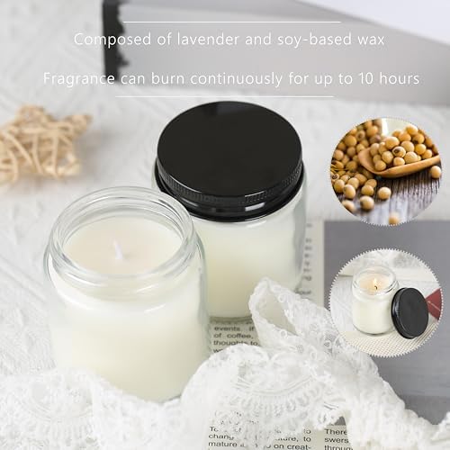 24 Pcs 4 Oz Mason Jar Candles, Lavender Scented Soy Candles Bulk Set for Stress Relief and Relaxation, Great Favors for Wedding, Christmas, Housewarming Gifts (Black, Lavender, 24) - Image 4