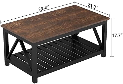ChooChoo 40" Farmhouse Coffee Table with A-Frame Design for Living Room - Image 2