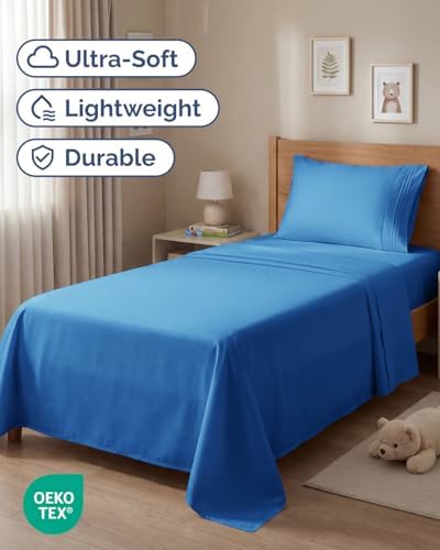 Twin Size 3 Piece Sheet Set - Breathable & Cooling Sheets - Royal Blue - Image 2