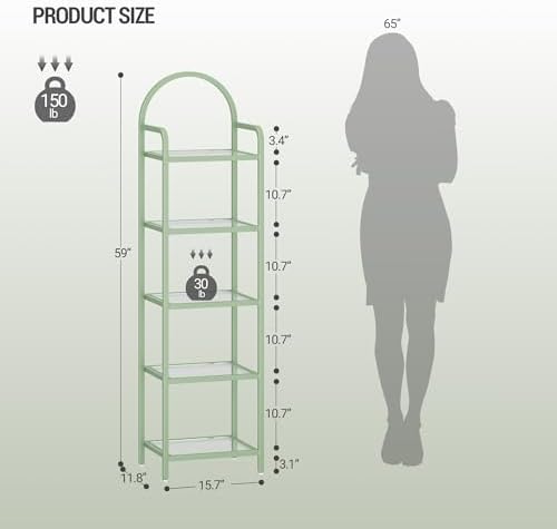 Hzuaneri Bookcase Bookshelf, Tempered Glass Bookshelves - Image 2