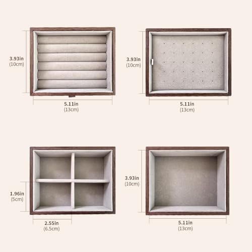 Black Walnut Jewelry Organizer, Wooden Jewelry Box with Gold Handle - Image 5