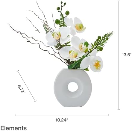 Elements Artificial White Orchid Arrangement in White Ceramic Vase - Image 3