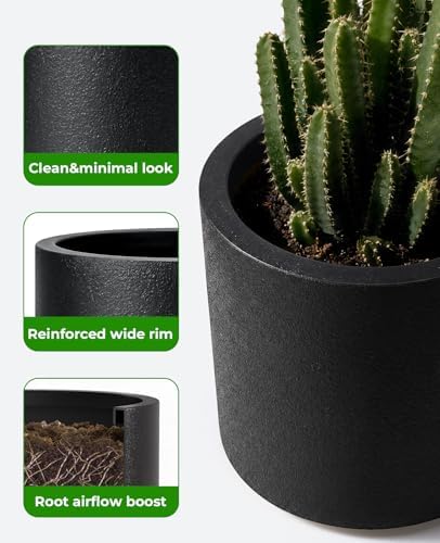 homenote 13.2/10.5/8.5 Inch Large Plastic Flower Pots with Drainage (3 Pcs) - Image 7