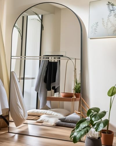 KOMCOTE Full Length Floor Mirror - 77x38 Inches Oversized Arched Black Mirror for Bedroom, Living Room, Dressing Room - Elegant Freestanding & Leaner Mirror for Home Decor - Image 3