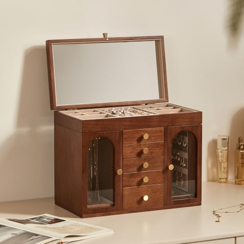 Black Walnut Wooden Jewelry Box for Women, 6 Layer - Image 6