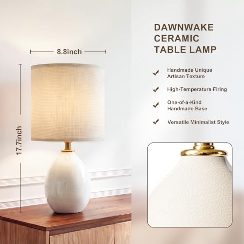 Dawnwake 17.7" Ceramic Table Lamps Set of 2 for Living Room Bedroom, White - Image 2