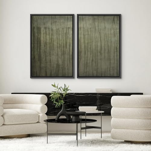 SIGNWIN Framed Wall Art Print Set Muted Green Abstract Forest Photography Modern Art Rustic Relax/Calm Multicolor for Living Room, Bedroom, Office - 16"" x24 x2 BLACK - Image 2